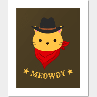 Meowdy Funny Cowboy Cat Western Rodeo Feline Posters and Art